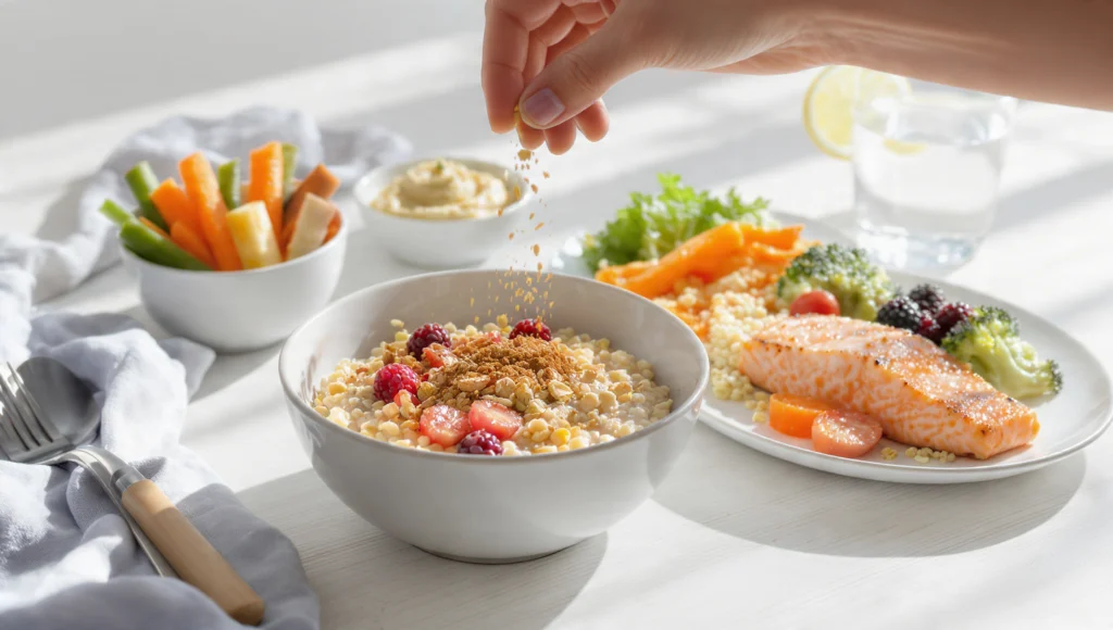 Blutzuckerfreundliche Lebensmittel und Mahlzeiten, gesunde Ernährung zur Stabilisierung des Blutzuckers