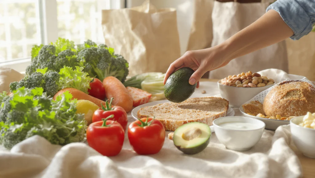 Gesund einkaufen bei Aldi und Lidl: frisches Gemüse, Vollkornprodukte und Hülsenfrüchte aus dem Discounter