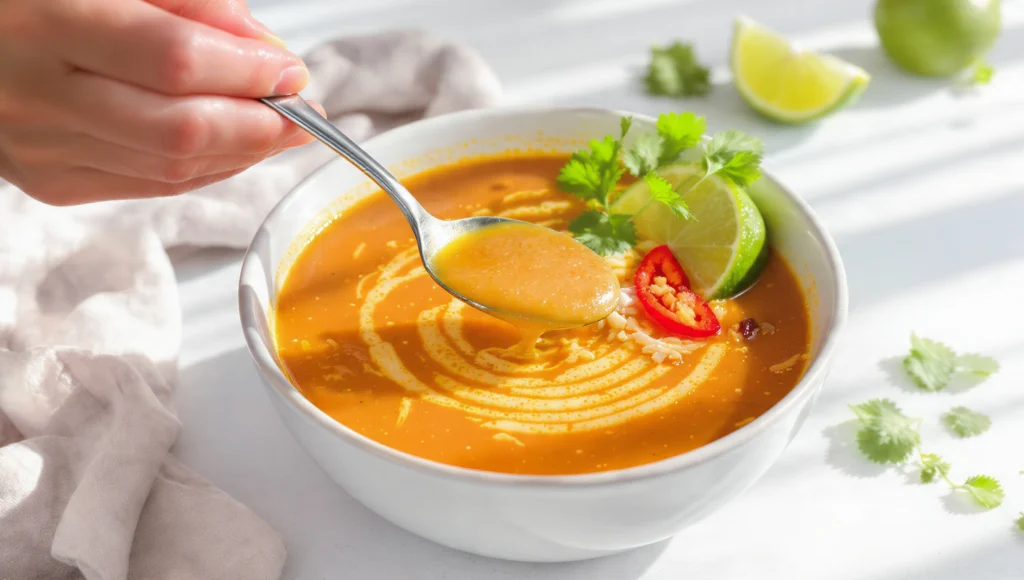 Thai Curry Suppe mit Kokosmilch in 20 Minuten – exotisch, cremig und einfach zubereitet