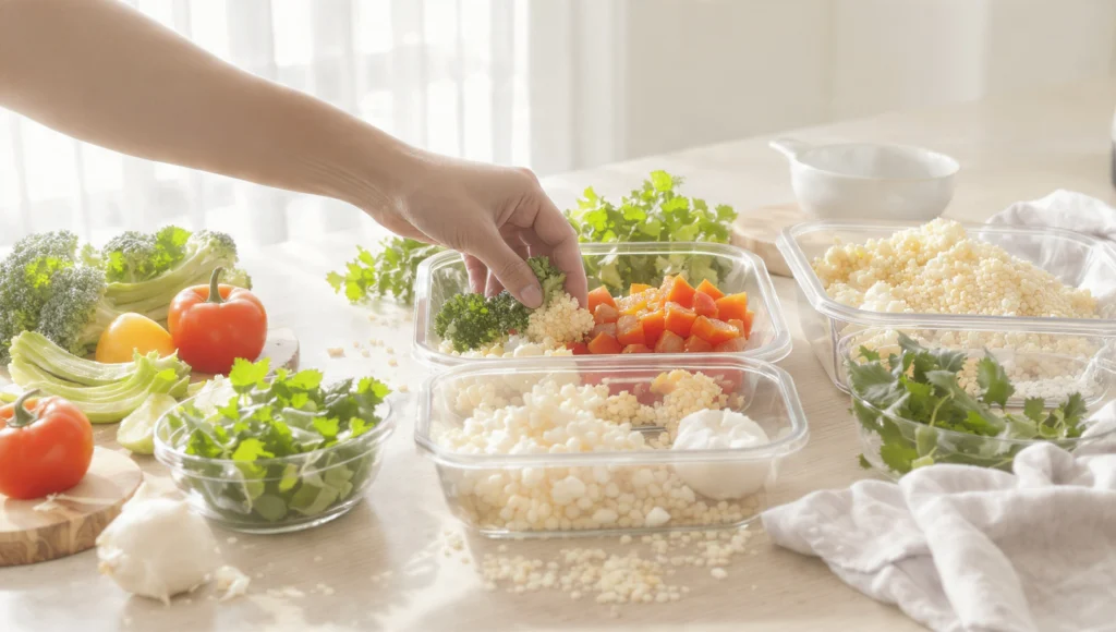 Meal Prep für Anfänger, einfache und gesunde Essensvorbereitung ohne Überforderung im Alltag.