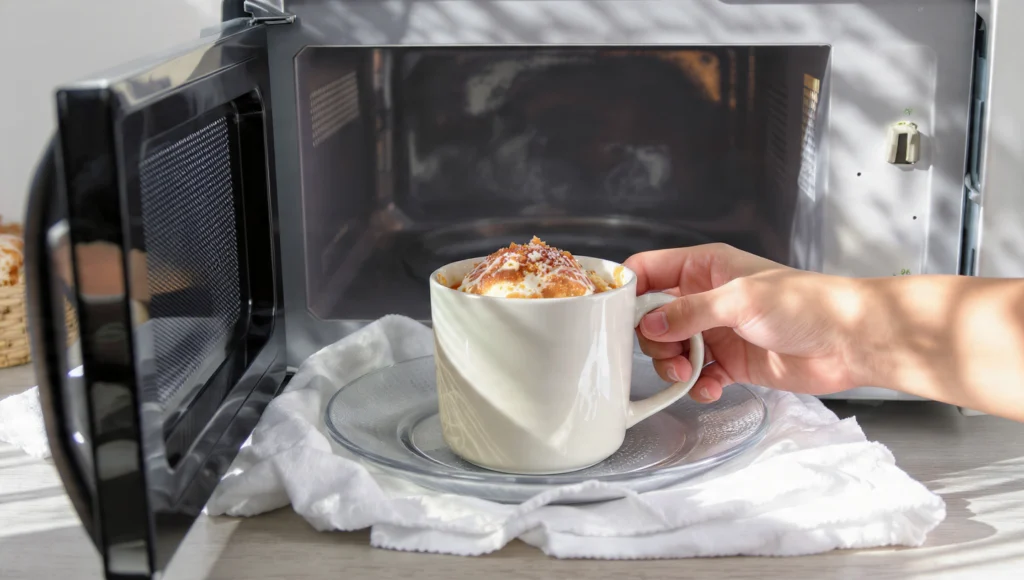 Schokoladiger Mug Cake in einer Tasse aus der Mikrowelle – schnelles 5-Minuten-Kuchenrezept