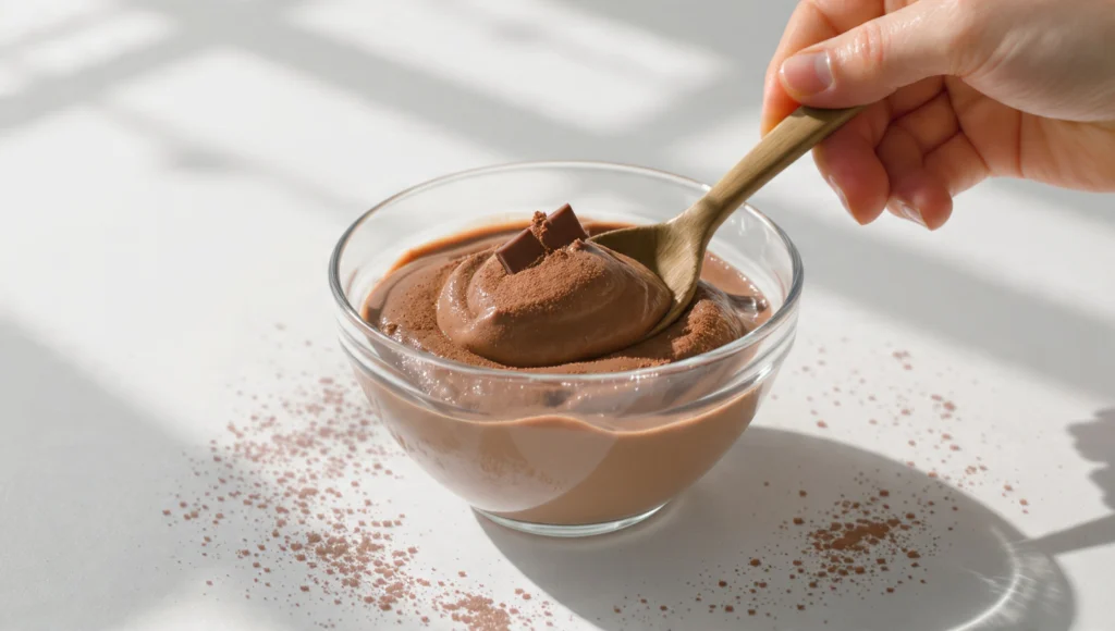 Luftige Schokomousse in einer Glasschale mit 3 Zutaten – schnelles Schokoladendessert in 10 Minuten