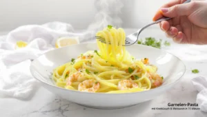 Garnelen-Pasta mit Knoblauch und Weißwein in 15 Minuten – elegant, cremig und schnell zubereitet