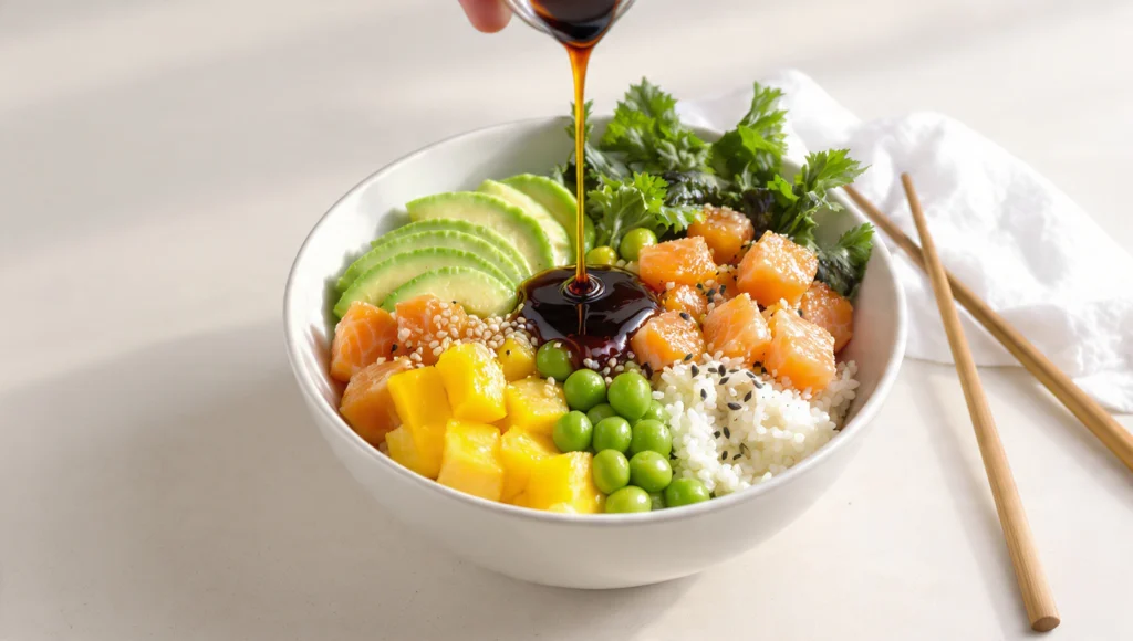 Lachs-Poke-Bowl 15 Minuten: Frische schnelle Rezept-Idee mit rohem Lachs.