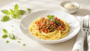 Vegetarische Linsen-Bolognese: Fleischlos besser als Original Rezept.