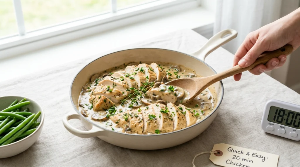 Hühnerbrust Pilzsauce cremig 20 Minuten – saftiges Hähnchenfilet mit Champignons und Rahmsauce