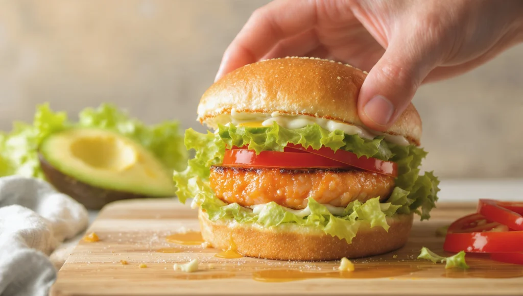 Lachsburger selbst machen besser Restaurant 20 Min – Lachspatty mit Avocado, Rucola und Brioche-Bun