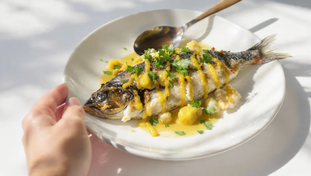 Makrele mit Senf Kräutern günstig gesund 12 Minuten – gegrilltes Fischfilet mit Kräuterkruste