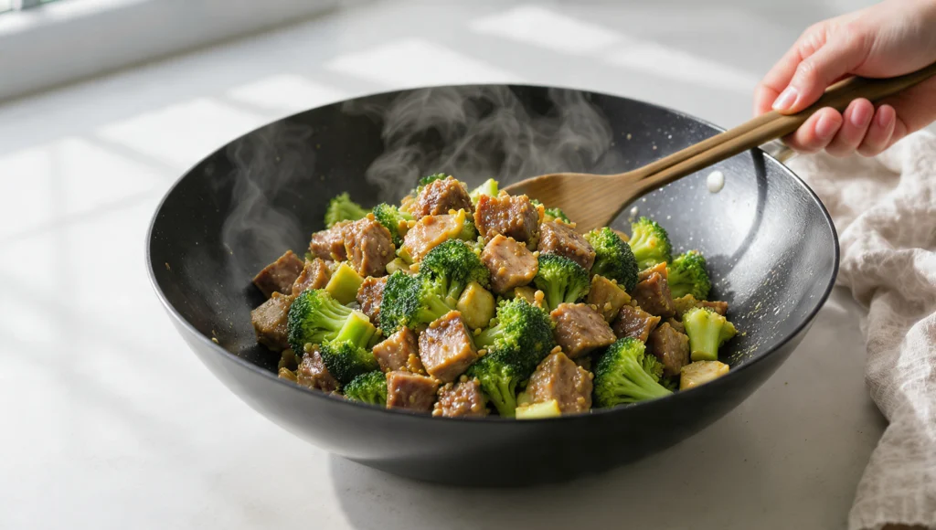 Rindfleisch-Wok Brokkoli chinesisch 15 Minuten – zartes Rindfleisch mit Austernsauce und Sesamöl