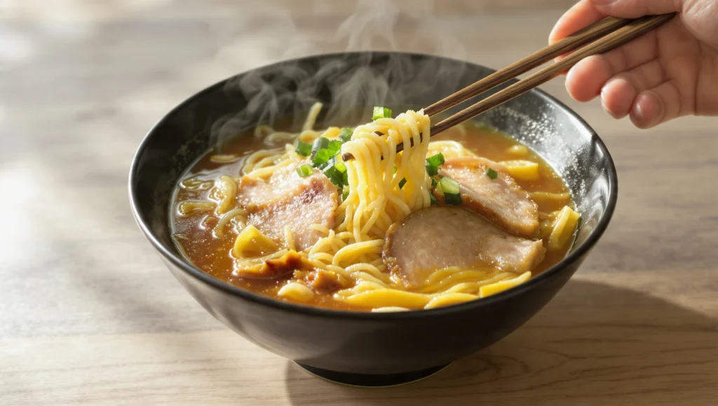 Asiatische Noodle Bowl Ramen-Style in 20 Minuten – Rezept mit Miso-Brühe, Nudeln und weichem Ei