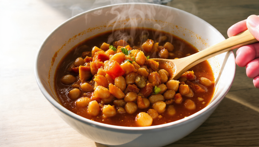 Bohneneintopf günstig und sättigend – einfaches Rezept mit weißen Bohnen und Gemüse in 20 Minuten