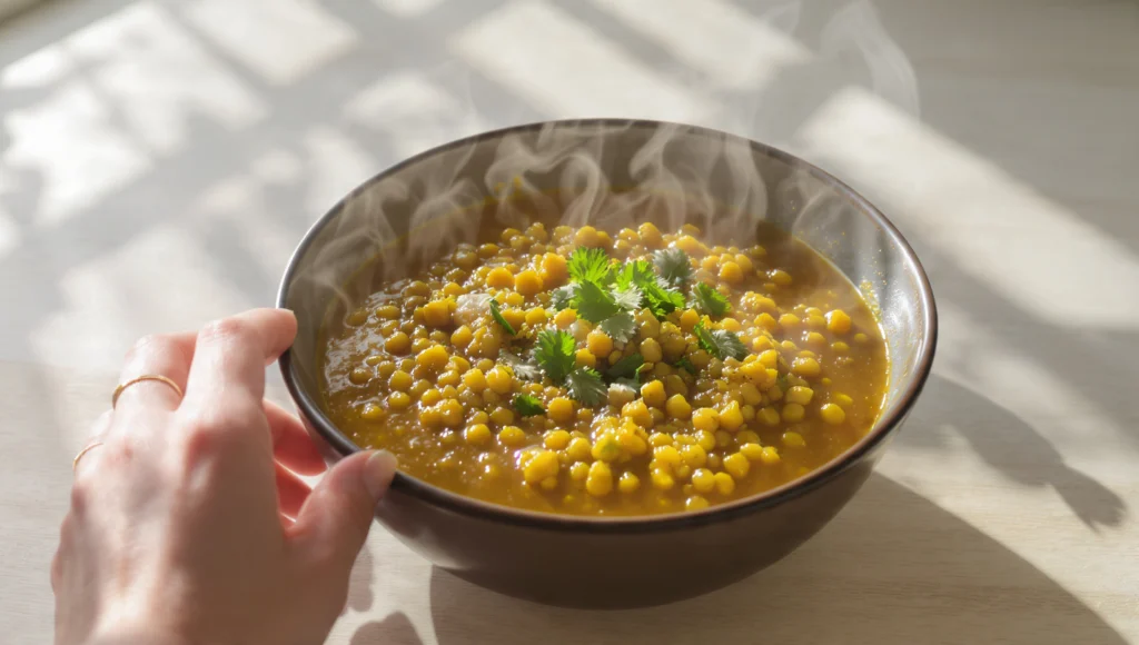 Linsen Dal indisch in 20 Minuten – cremiges veganes Comfort Food Rezept mit roten Linsen und Gewürzen