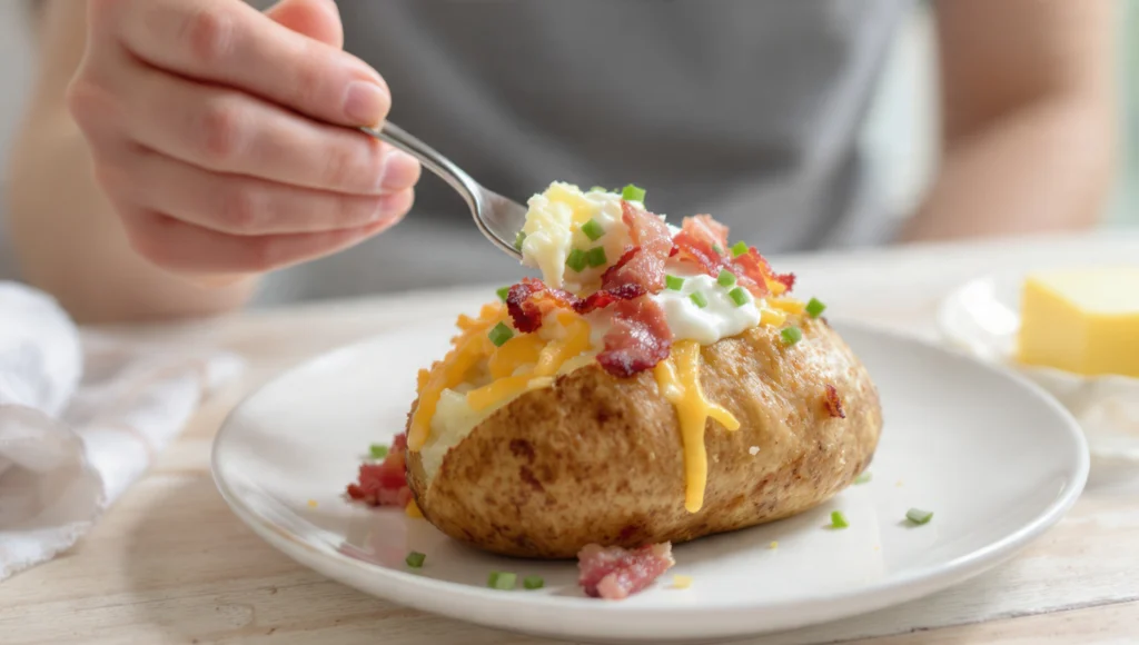 Ofenkartoffel mit 5 Toppings sättigend – Rezept mit Sauerrahm, Käse, Bohnen und Avocado