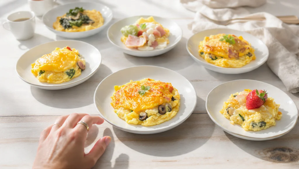 Omelette Varianten mit 6 Füllungen herzhaft und süß – einfache Rezeptideen von Käse-Spinat bis Beeren